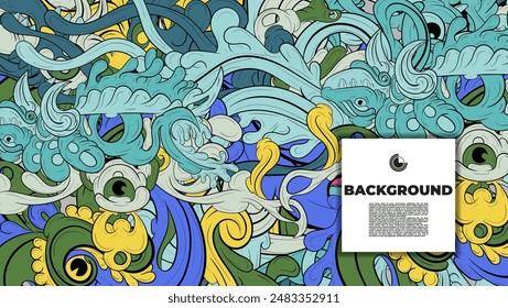 Colorful abstract with fun monsters character. design suits for background concept, wallpaper, cover, book cover, leaflet, flyer, banner, and kid's project