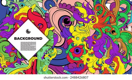 Colorful abstract with fun monsters character. Design suits for background concept, wallpaper, cover, book cover, leaflet, flyer, banner, and kid's project