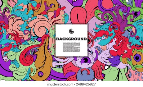 Colorful abstract with fun monsters character. Design suits for background concept, wallpaper, cover, book cover, leaflet, flyer, banner, and kid's project