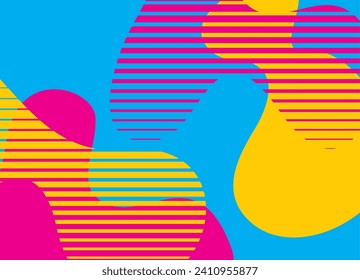 Colorful abstract futuristic pattern. Liquid forms. Striped pattern. Vector neon background in minimalist style. Bright hipster poster. semitone