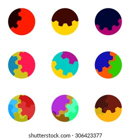 Colorful abstract gears logo set in creative transparent colors