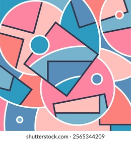 Colorful abstract geometric art for wall decoration, shapes, circle, triangel, rectangular.