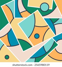 Colorful abstract geometric art for wall decoration, shapes, circle, triangel, rectangular.