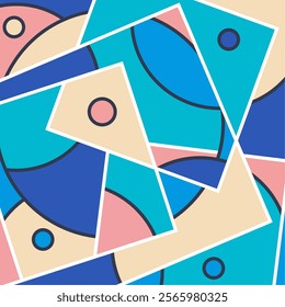 Colorful abstract geometric art for wall decoration, shapes, circle, triangel, rectangular.