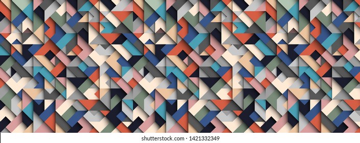 Colorful abstract geometric  background, 3D effect, trendy colors. Creative modern wallpaper. Vector Design Concept - Vector