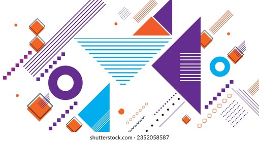 Colorful abstract geometric background design. Modern curve color with  dynamic shapes composition. Cool background for web landing template, poster or banner design. Vector illustration