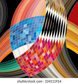 colorful abstract geometric background, illustration with circles and mosaic