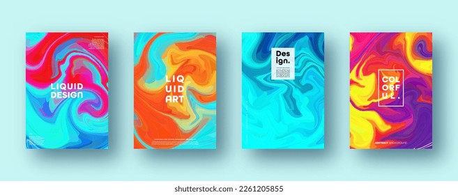Fondo geométrico abstracto colorido. Olas de gradiente dinámicas líquidas. Textura de mármol fluido. Fundas modernas. Ilustración del vector