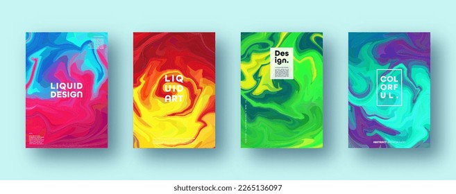Colorful abstract geometric background. Liquid dynamic gradient waves. Fluid marble texture. Modern covers set. Vector illustration