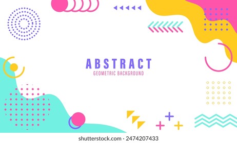 Colorful Abstract Geometric Background. Memphis Shape Bright Color Background.