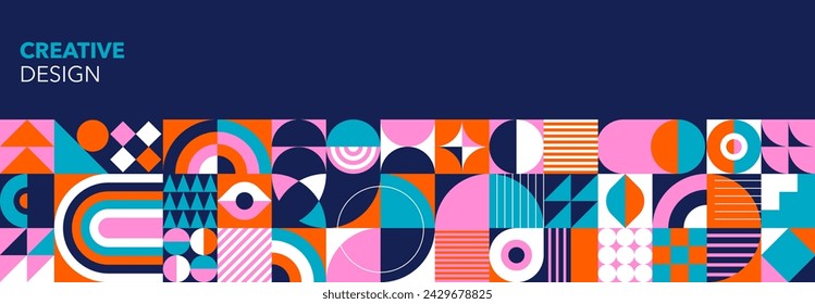 Colorful Abstract Geometric Background and Pattern. Modern colorful concept design. Modular shapes and elements, vector illustration