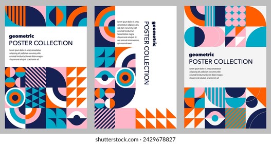 Colorful Abstract Geometric Background and Pattern. Modern colorful concept poster and wall art design. Modular shapes and elements, vector illustration