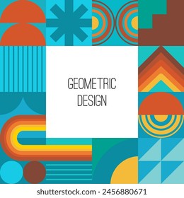 Fondo geométrico abstracto colorido y patrón. Diseño moderno y colorido del cartel del concepto y de la pared. Formas y Elementos modulares, Ilustración vectorial