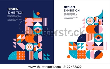 Colorful Abstract Geometric Background and Pattern. Modern colorful concept poster and wall art design. Modular shapes and elements, vector illustration