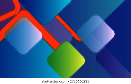 Farbiger abstrakter geometrischer Hintergrund mit abgerundeten Quadraten, diagonalen Ebenen und glatten Farbverläufen in Blau, Lila, Grün und Orange, wodurch ein moderner, verspielter und dynamischer visueller Stil entsteht.