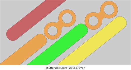 Colorful Abstract Geometric Background With Rounded Diagonal Stripes And Playful Loop Shapes