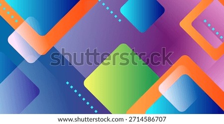Colorful abstract geometric background with rounded squares, diagonal layers, and smooth gradients in blue, purple, green, and orange, creating a modern, playful, and dynamic visual style.