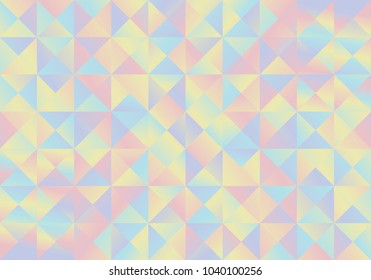 Colorful abstract Geometric background. Simple design style. Minimalistic design.Triangle in holographic foil tone. Vector illustrator of greeting card, Packaging wrap paper, Banner.