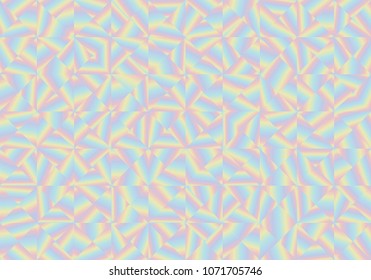 Colorful abstract Geometric background. Simple design style. Minimalistic design.Triangle in holographic foil tone. Vector illustrator of greeting card, Packaging wrap paper, Banner.