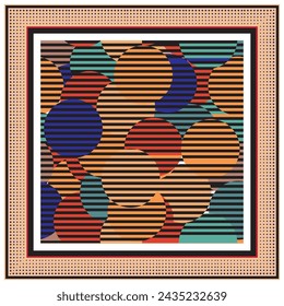 Colorful Abstract geometric background. Square and circle geometric shape abstract seamless print, best for textile and paper print, both side repeat vector file format