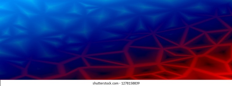 Colorful abstract geometric background with triangular polygonal polygons. From ice blue to fire red. Smooth transition. Cracks