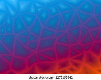 Colorful Abstract Geometric Background With Triangular Polygonal Polygons. From Ice Blue To Fire Red. Smooth Transition. Cracks