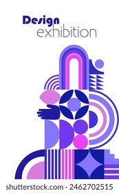 Colorful abstract geometric backgrounds and patterns. Modern colorful concept posters and wall design. Modular shapes and elements, vector illustration. Design exhibition poster.