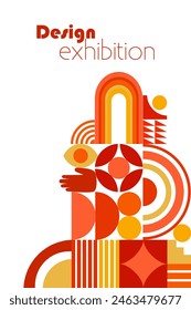 Colorful abstract geometric backgrounds and patterns. Modern colorful concept posters and wall design. Modular shapes and elements, vector illustration. Design exhibition poster.