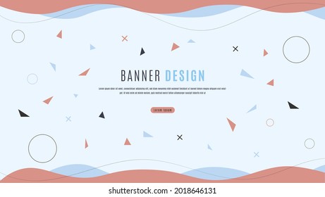 Colorful Abstract Geometric Banner Design With Minimal Wave And Triangle Ornaments. Can Be Used For Banner, Frame, Motion Or Presentation.