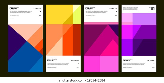 Colorful abstract geometric bauhaus and ethnic poster design template