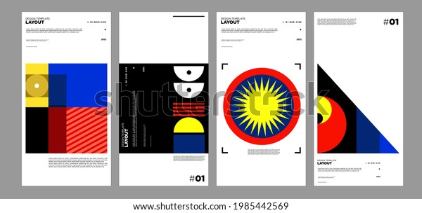Colorful abstract geometric bauhaus and ethnic\
poster design\
template