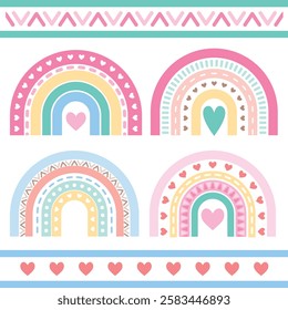 Colorful abstract geometric boho rainbow decorations