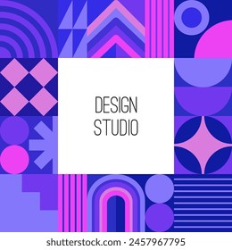 Bunte abstrakte geometrische kreative Hintergrund und Muster. Modernes buntes Konzept Poster und Wand Design. Modulare Formen und Elemente, Vektorillustration. Designstudio.