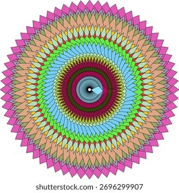 Projeto geométrico abstrato colorido com um padrão circular e radial