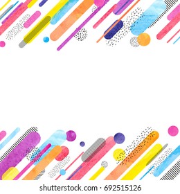 Colorful abstract geometric diagonal background with place for your text. Vector illustration with watercolor rounded shapes ans lines. 
