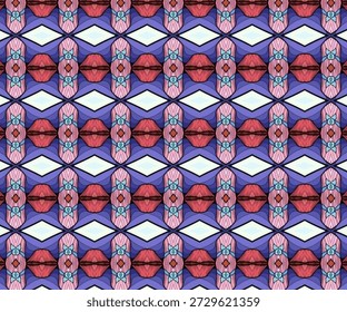 Padrão de diamante geométrico abstrato colorido com simetria em negrito e formas vibrantes. Fundo decorativo ideal para design moderno, padrão, abstrato, textura.