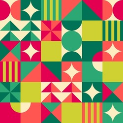 Colorful Abstract Geometric Elements Pattern For Christmas And New Year Holidays.
