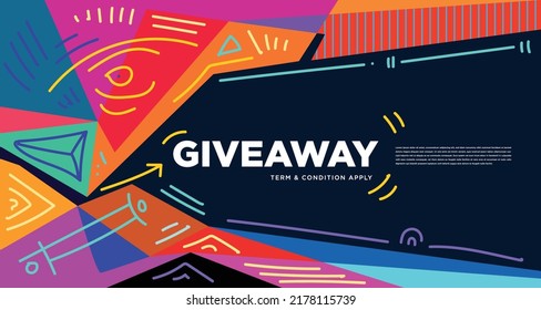 Colorful abstract geometric and fluid banner template for marketing promotion material. Giveaway, cash back, gift card, and member card bonus design template.
