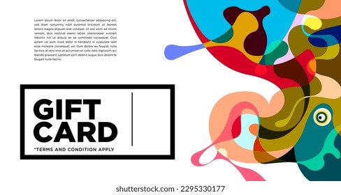 Colorida plantilla de banner abstracto geométrico y fluido para material de promoción de marketing. Tarjeta regalo de devolución de efectivo y plantilla de diseño de bonos de tarjeta de miembro.