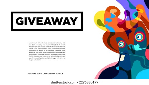 Colorful abstract geometric and fluid banner template for marketing promotion material. Giveaway  cash back  gift card  and member card bonus design template.