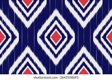 Padrão Ikat geométrico abstrato colorido sem emenda. Tecido asteca étnico tribal padrão têxtil tradicional africano indiano tradicional. Vintage abstrata folclore ornamento Bordado fundo. Ilustração vetorial.