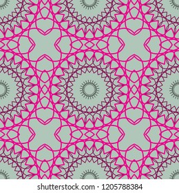 Colorful abstract geometric lace seamless pattern in neon  vector