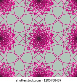 Colorful abstract geometric lace seamless pattern in neon  vector
