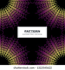 Colorful abstract geometric lace seamless pattern in neon vector 
