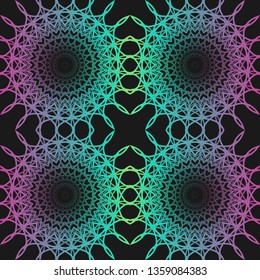 Colorful abstract geometric lace seamless pattern in neon vector 