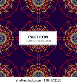 Colorful abstract geometric lace seamless pattern in neon vector 