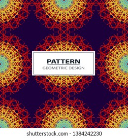 Colorful abstract geometric lace seamless pattern in neon vector 