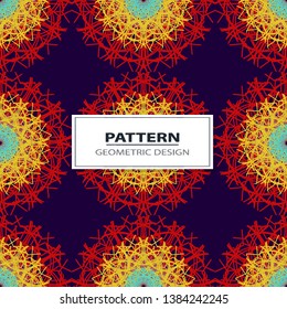 Colorful abstract geometric lace seamless pattern in neon vector 