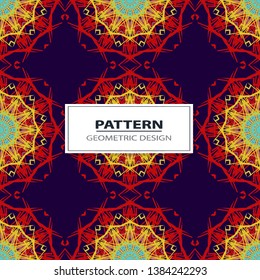 Colorful abstract geometric lace seamless pattern in neon vector 