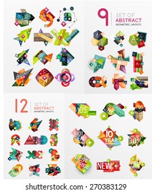 Colorful abstract geometric layouts, mega collection. Vector illustration